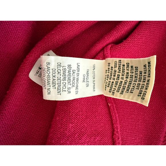 L.L. Bean Supima Cotton Cardigan Sweater, Hot Pink, XL - Picture 5 of 5